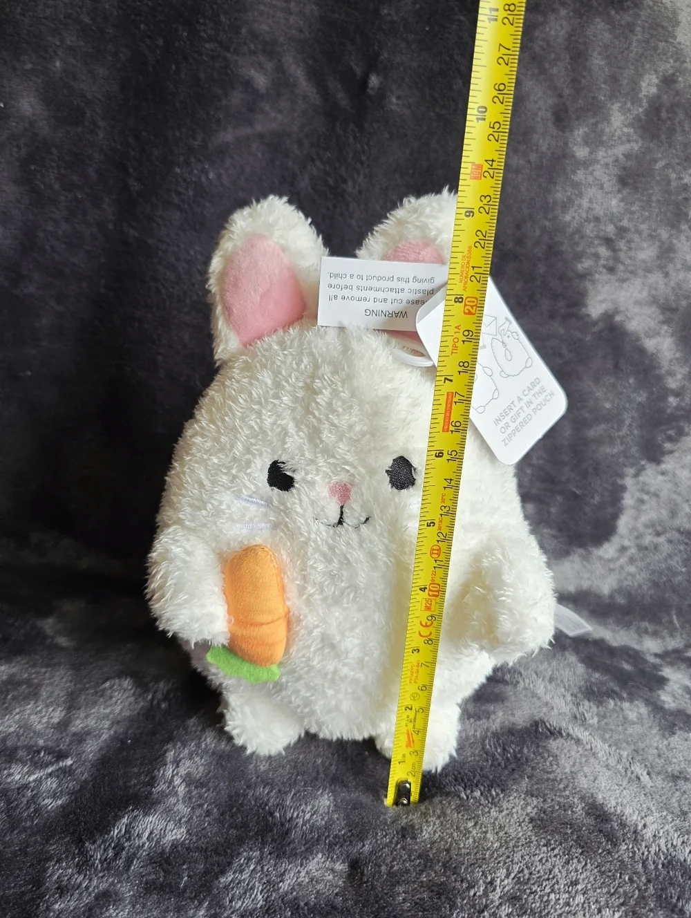 New American Greetings Easter Plush Bunny holding carrot with Zipper Pouch